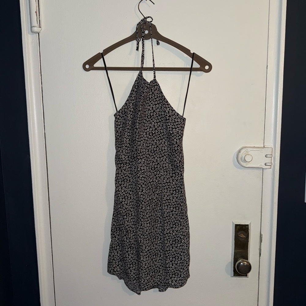 Reformation Black/White Halter Dress